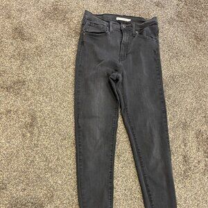 Levi Strauss black faded mile high super skinny jeans, size 28